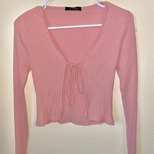 Pink tie front shirt